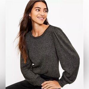 LOFT Shimmer Ribbed Puff Sleeve Top